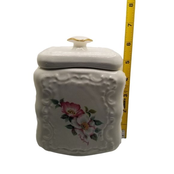 VTG Kitchen Canister OLD ENGLISH BISCUIT JAR 1975 The House of Webster Flowers - Picture 12 of 12
